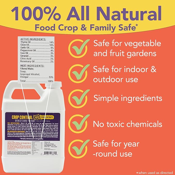 Trifecta Crop Control Super Concentrate All-in-One Natural Pesticide, Fungicide, Miticide, Insecticide, Help Defeat Spider Mites, Powdery Mildew, Botrytis, Mold, and More on Plants 4 OZ-VerdiqueGarden