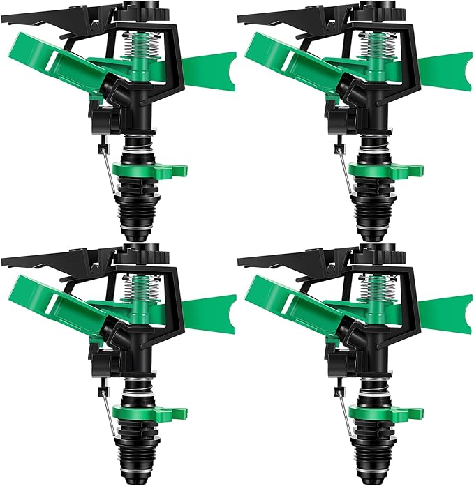 1/2 Inch Plastic Impact Sprinklers Heads Adjustable 0-360 Degree Pulsating Oscillating Watering Sprinkler Head for Garden Law Grass Yard Irrigation Supplies (4 Pieces)-VerdiqueGarden