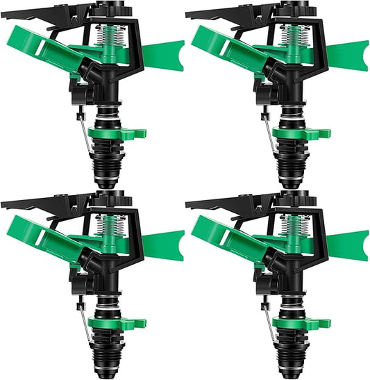 1/2 Inch Plastic Impact Sprinklers Heads Adjustable 0-360 Degree Pulsating Oscillating Watering Sprinkler Head for Garden Law Grass Yard Irrigation Supplies (4 Pieces)-VerdiqueGarden
