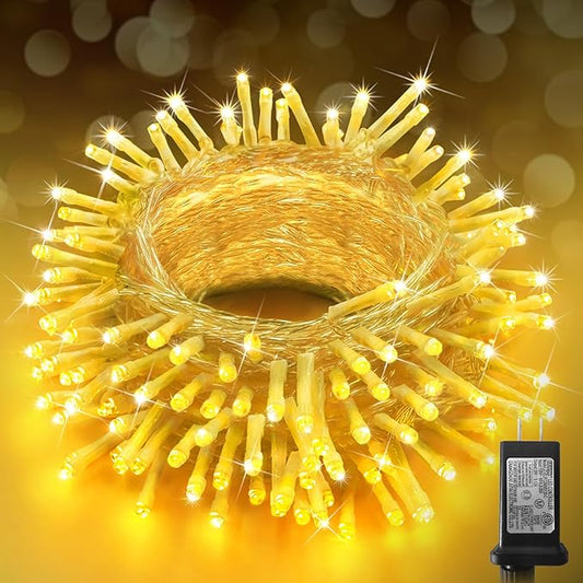 KNONEW Christmas String Lights Indoor Plug in,50FT 150LED Outdoor Waterproof Fairy Lights,8 Lighting Modes,Timer Memory Function for Bedroom Patio Balcony Party (Warm White)-VerdiqueGarden