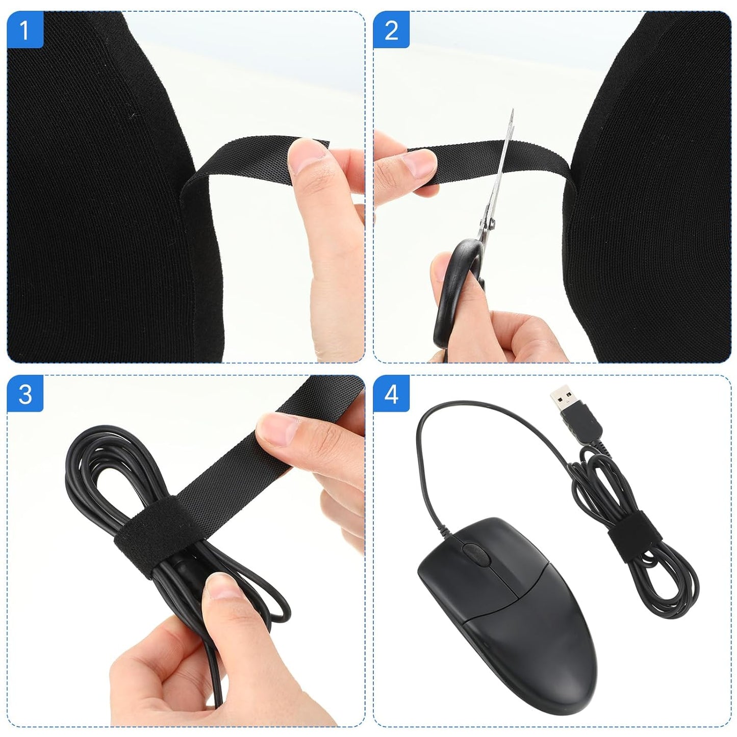 WILLBOND 3/4 Inch x 300ft Fastening Tape Cable Ties Reusable Fastening Nylon Tape Double Side Hook Roll Hook and Loop Straps Wires Cords Management Wire Organizer Straps (Black)-VerdiqueGarden