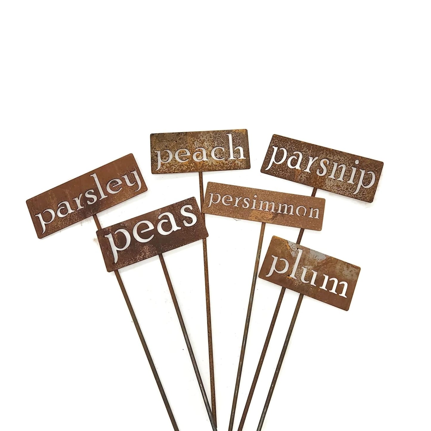 Classic Metal Garden Markers 19 Inches Tall (peach, Naturally Rusted)-VerdiqueGarden