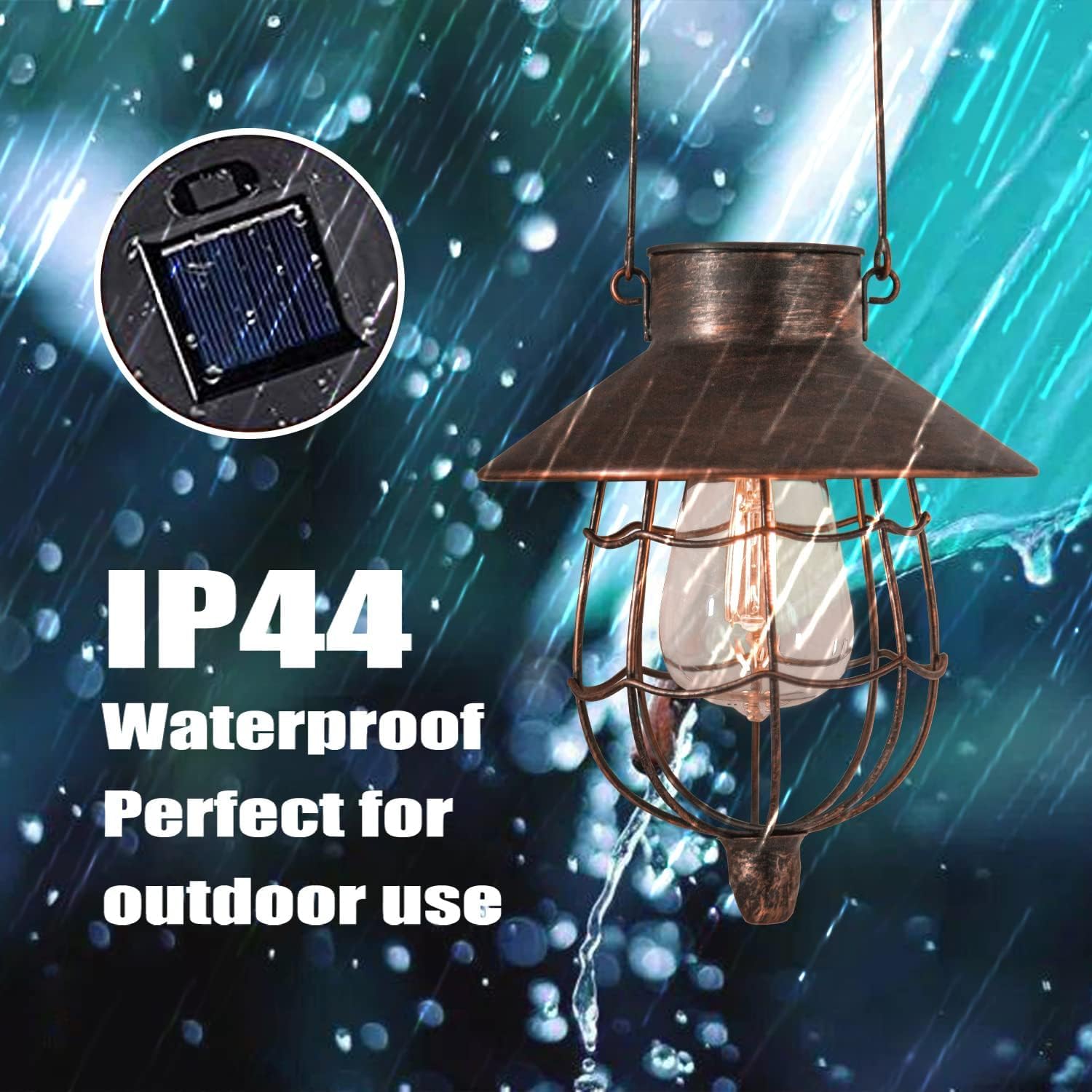 YAKii 2 Pack Solar Lantern Hanging Waterproof Outdoor Metal Solar Lamp with Warm White Light Decorate for Yard Garden Pathway Patio Porch Decor (Antique Copper)-VerdiqueGarden