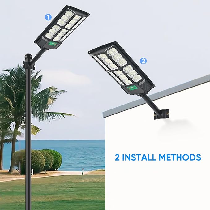 2025 New Solar Street Lights Outdoor Waterproof 6500K 20000LM 5730 LEDs Solar Parking Lot Lights Dusk to Dawn Flood Light Motion Sensor and Remote Control for Area Lighting Yard, 2 Pack-VerdiqueGarden