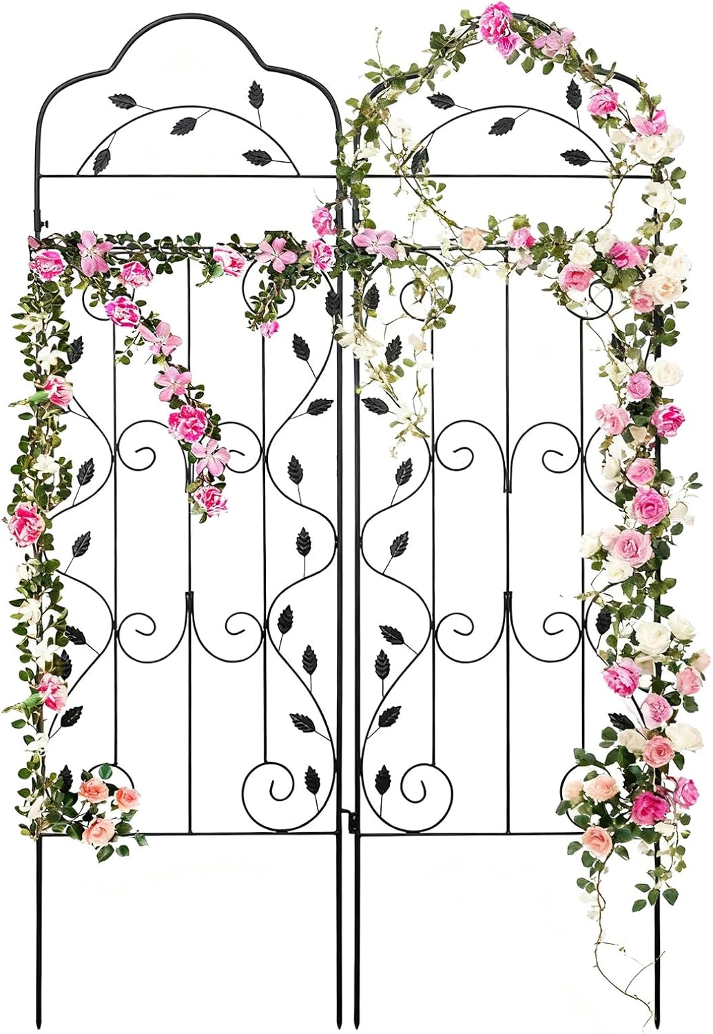 hogardeck Metal 60 * 18in Garden Trellis 2-Packs for Climbing Plants Flowers Vegetables Planting Arched Outdoor Decoration for Courtyards Lawns Gardens-VerdiqueGarden