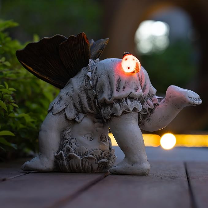 Garden Flower Fairy Outdoor Solar Decor, Resin Ornaments for Patio Lawn Yard Porch, Playful Garden Statue for Outside Angel Gifts, 8.98 Inches Tall-VerdiqueGarden