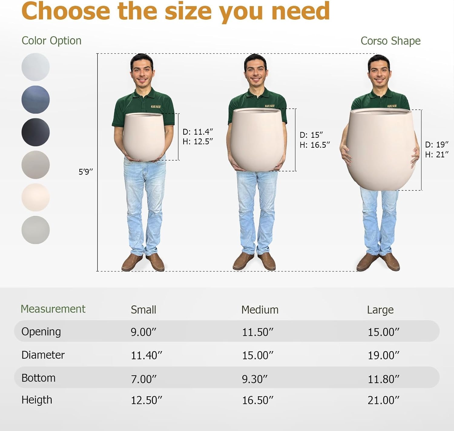 12.5" H x 11.4" D Corso Fiberstone Round Tapered Planter with Drainage Hole, Smooth Finishes, Weather Resistant for Indoor and Outdoor Use (Kilim Beige, 9" Pot Opening)-VerdiqueGarden