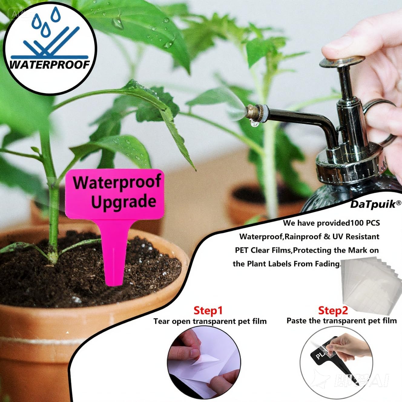 100 Pcs Waterproof Pink Durable Plastic Plant Outdoor Garden Labels Nursery Markers T-Type Thick Tags Re-Usable for Vegetables Seedlings-VerdiqueGarden