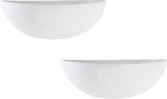 MyGift White Ceramic Wall Planters for Indoor Plants, Half Bowl Hanging Vase, Wall Mounted Succulent Planters, Set of 2-VerdiqueGarden