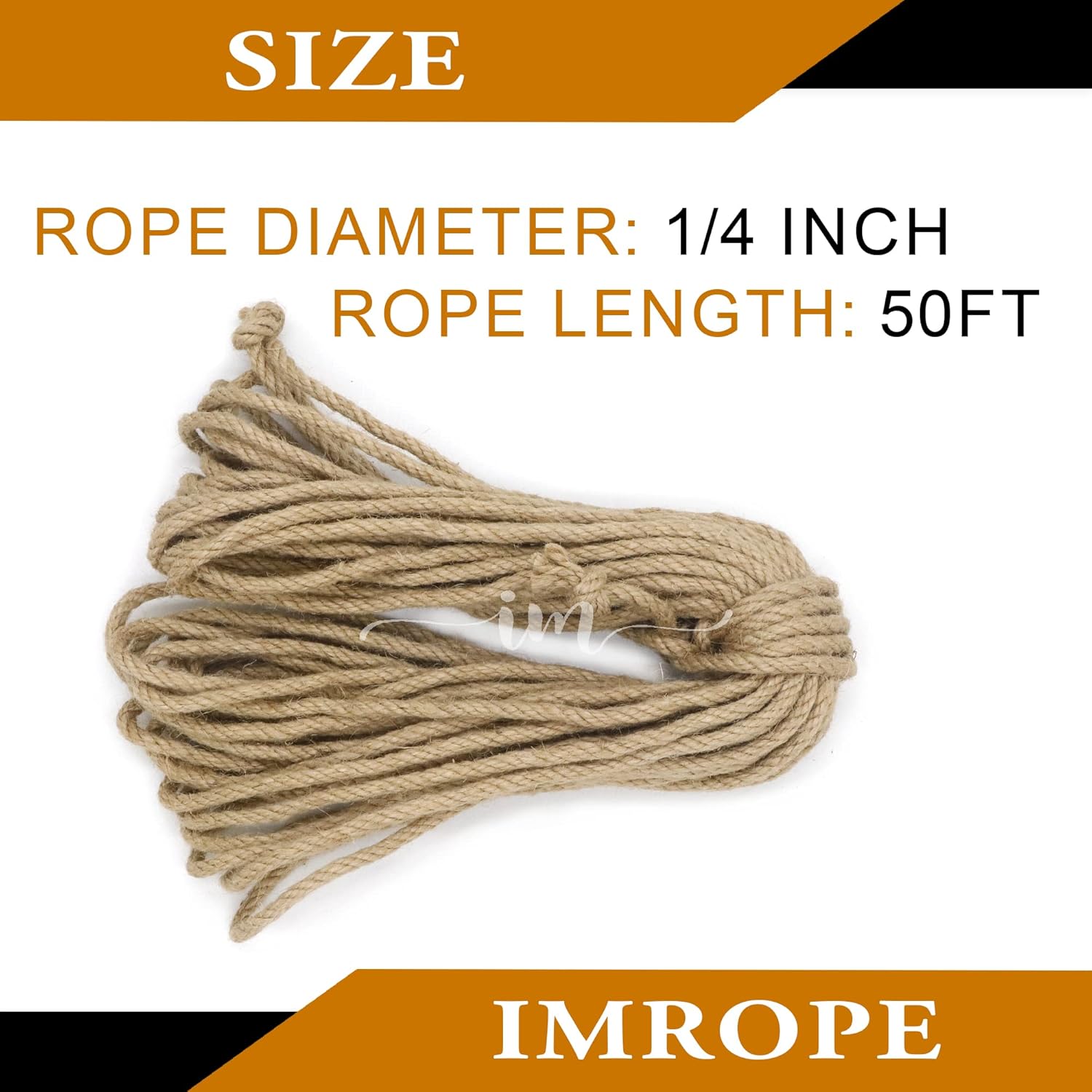 50 ft 1/4 inch (6mm) Jute Twine Rope, Clothesline Natural 4 Strands Jute Rope for DIY Arts Crafts, Garden, Home Decorating-VerdiqueGarden