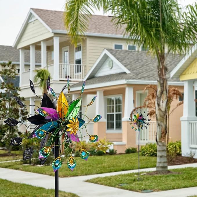 DREAMYSOUL Outdoor 360 Degree Wind Spinner, Metal Wind Spinners for Yard and Garden Large Wind Sculpture Garden Decor (66 * 16 Inches)-VerdiqueGarden