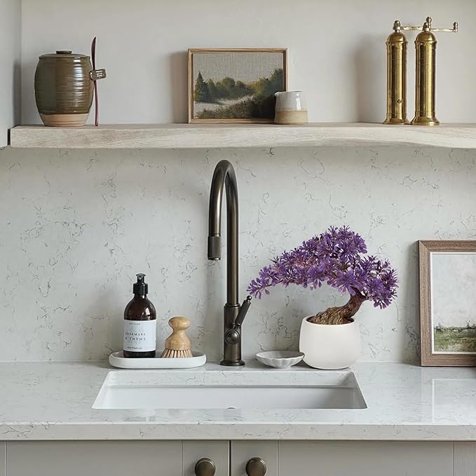 Purple Artificial Bonsai Tree Juniper Faux Plants Indoor Fake Plants Decor with Ceramic Pots for Home Table Office Desk Bathroom Shelf Bedroom Living Room Farmhouse Decorations-VerdiqueGarden