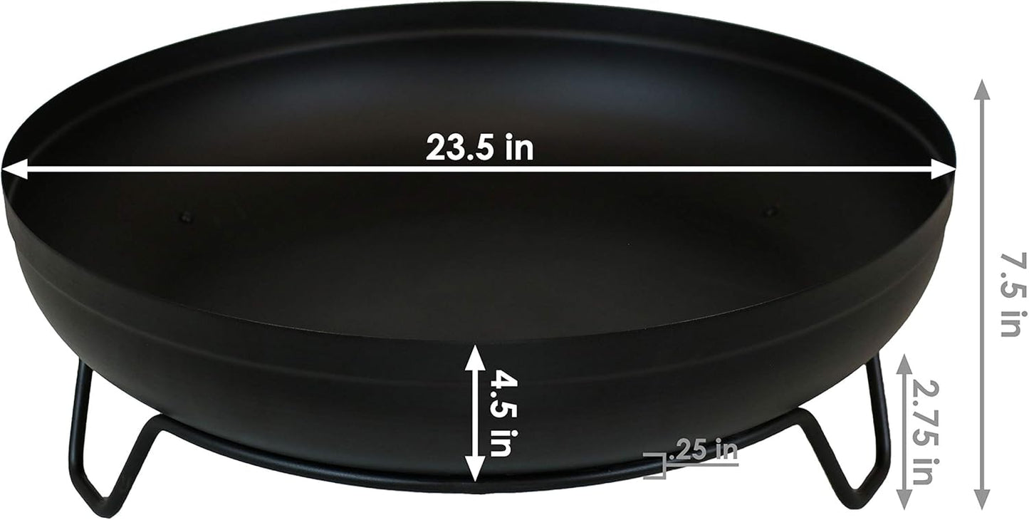 Sunnydaze 23-Inch Small Fire Pit for Patio - Outdoor Wood-Burning Fire Pit Bowl - Black-VerdiqueGarden