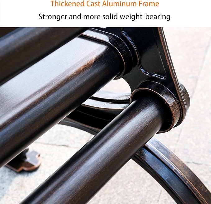 Outdoor Bench Chair Cast Aluminum Garden Bench Patio Bench All-Weather Park Bench for Backyard Porch Lawn (150cm Armless Park Bench)-VerdiqueGarden