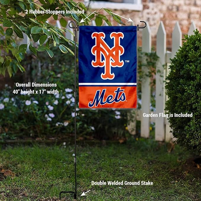 WinCraft New York Mets Garden Flag with Stand Holder-VerdiqueGarden