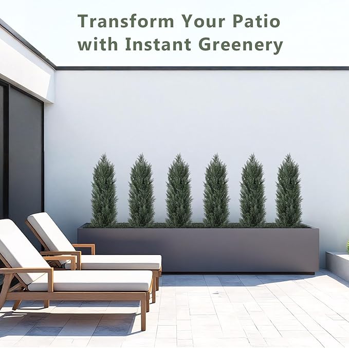 THE BLOOM TIMES 4ft Topiary Trees Artificial Outdoor 2 Pack – UV Resistant Faux Cedar Pine Cypress Bushes and Shrubs, Fake Potted Plants for Front Porch Outside Planter Patio Decor, Set of 2 (4 Foot)-VerdiqueGarden