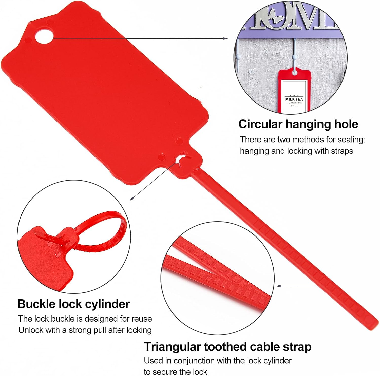 100pcs Blank Plastic Tags for Labeling Reusable Hanging Tags Ties Key Tag Storage Labels Waterproof Plastic Mark Label Writable Hang Sign with One Marker Pen (Red)-VerdiqueGarden