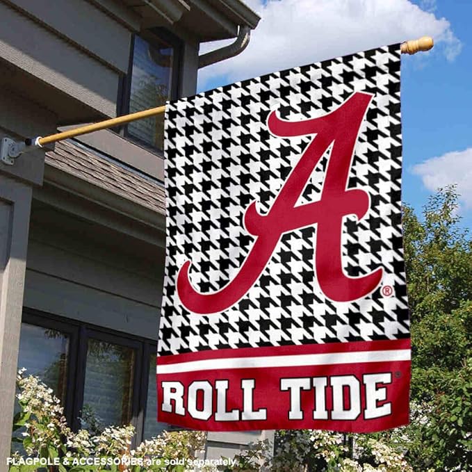 WinCraft Alabama Crimson Tide Houndstooth Pattern Double Sided House Flag-VerdiqueGarden