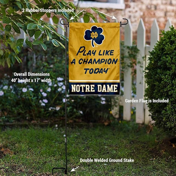 WinCraft Irish Play Like A Champion Today Garden Flag and Pole Stand Holder-VerdiqueGarden