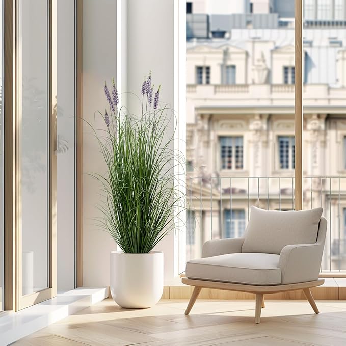 Artificial Plant 5ft Tall Artificial Lavender Plant,Faux Plants Indoor Home Decorative Artificial Plants & Flowers in Pot Fake Plant, House Plant Indoor-VerdiqueGarden