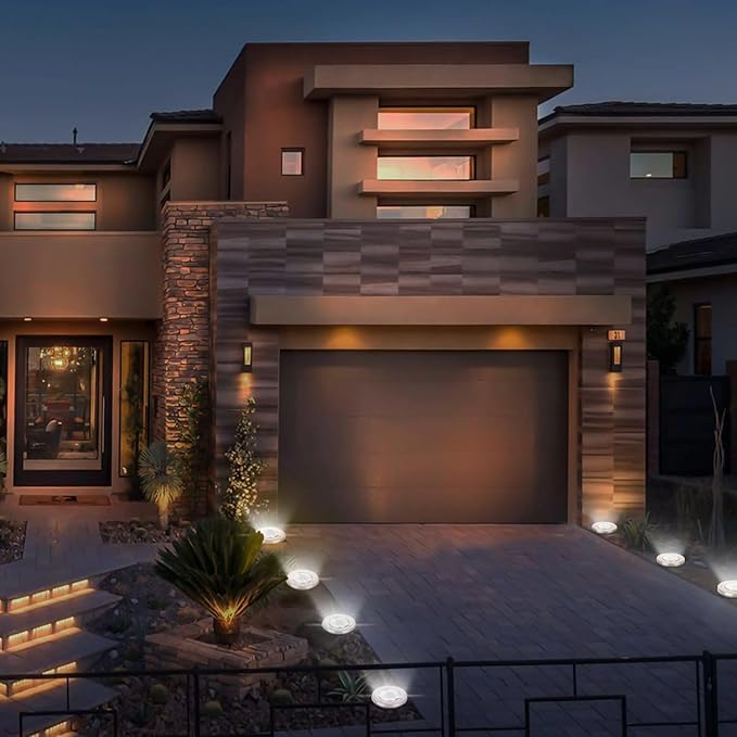 Solar Lights Outdoor Waterproof, 8 Packs Bright Solar Ground Lights with Updated 12 LEDs, Solar Garden Lights Landscape Lights for Pathway Walkway Driveway Patio Yard Deck Lawn Decor (Cold)-VerdiqueGarden