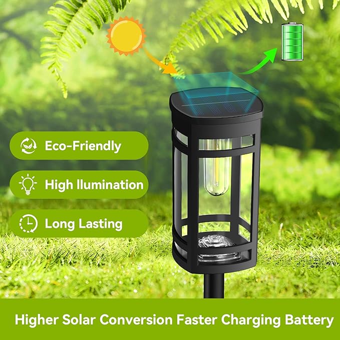 12 Pack Solar Lights Outdoor Waterproof for Garden Pathway Walkway Driveway Yard Lawn Decorative Landscape Lighting. (Warm White Light, 12)-VerdiqueGarden