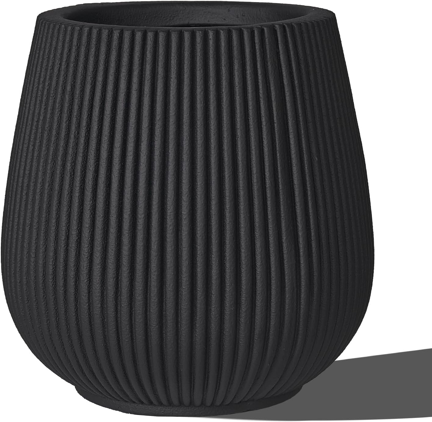 16 Inch Handmade Concrete Outdoor Planter - Classic Striped Design | Fiberglass & Composite Material | Durable for Commercial & Home Decor-VerdiqueGarden