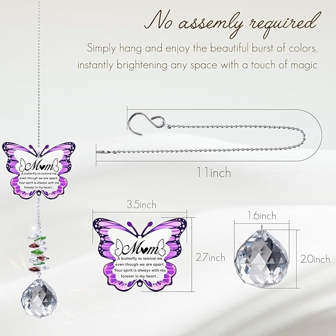 Memorial Gifts for Loss of Mom,Loss of Mother Sympathy Gifts,Sympathy Gift Idea Crystal Ball Suncatcher,Hanging Crystals Ornament for Window,Rainbow Maker-VerdiqueGarden
