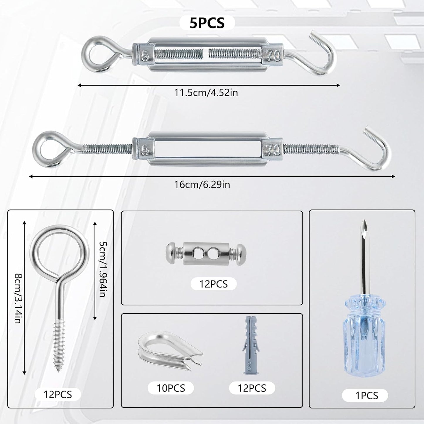 Turnbuckles for Cables Wire, 1/8" X 100Ft White PVC Coated Wire Rope Kit, Multi-use Steel Cable for Grape Vines/Clothes Line Outdoors for T Post/String Light Hanging/Garden Wire-VerdiqueGarden