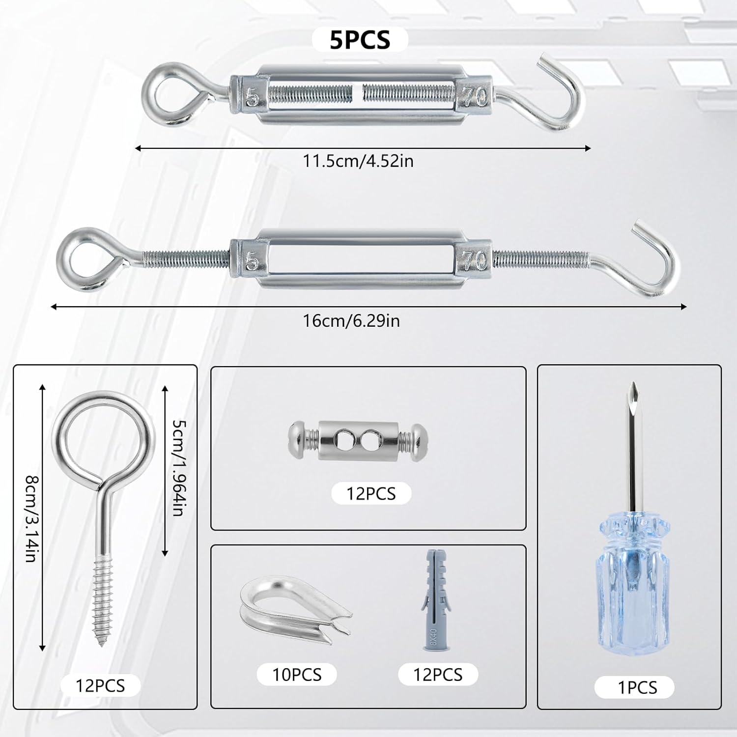 Turnbuckles for Cables Wire, 1/8" X 100Ft White PVC Coated Wire Rope Kit, Multi-use Steel Cable for Grape Vines/Clothes Line Outdoors for T Post/String Light Hanging/Garden Wire-VerdiqueGarden