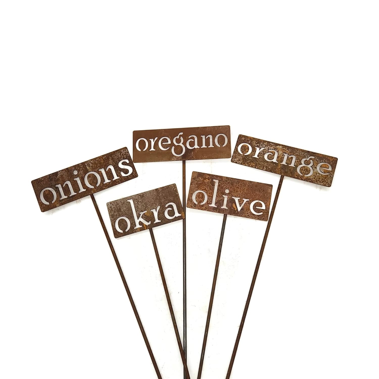 Classic Metal Garden Markers 19 Inches Tall (okra, Naturally Rusted)-VerdiqueGarden
