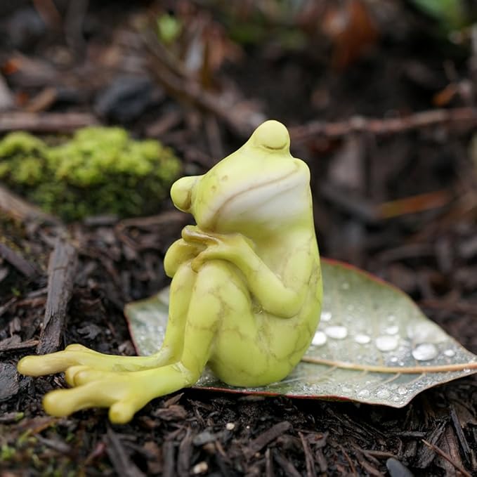 Top Collection Miniature Fairy Garden and Terrarium Statue, Frog Resting-VerdiqueGarden