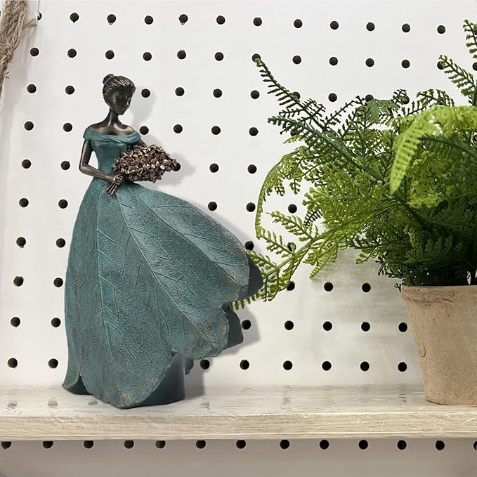Guichifun Fairy Statue Collection Home Decoration - Leaf Angel Girls Resin Modern Table Decor for Living Room Office Sculpture Decor for Women Indoor Rustic Figurines Gift 5 x 3 x 7.5 Inch-VerdiqueGarden