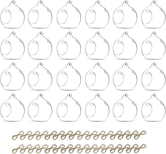 24 Pcs 3.15"/ 8cm Hanging Glass Tealight Holder Globe, Package Improved Plant Terrariums Glass Orbs Air Plants Tea Light Candle Holders, Home Decor Indoor Outdoor Garden (With 2 Holes, 20 Pcs + 4 Pcs)-VerdiqueGarden