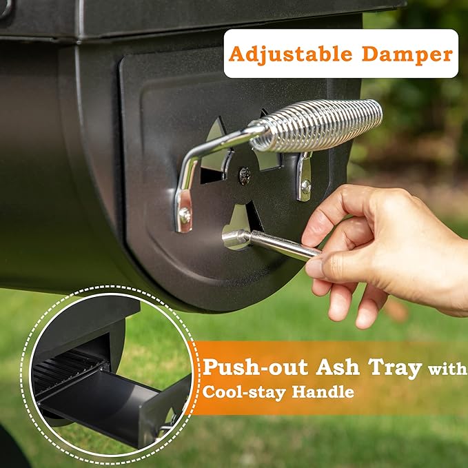 Sophia & William Heavy-Duty Charcoal Outdoor Smoker Grills, Extra Large Offset Smoker (941 SQ.IN. Cooking Area), Charcoal Grill & Smoker Combo for BBQ Patio Cooking-VerdiqueGarden