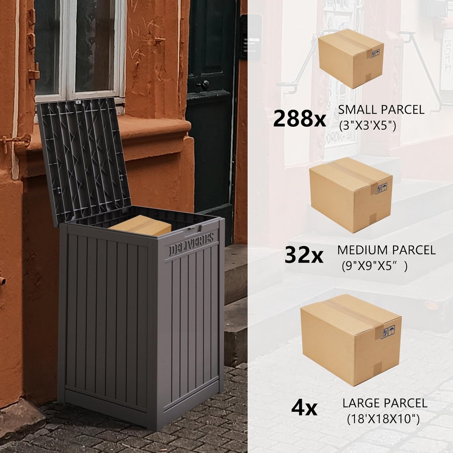 55 Gallon Coffee Resin Deck Box - Lockable, Rust-Resistant Outdoor Storage for Gardens & Patios - Waterproof Bench-Style Box with Handles-VerdiqueGarden