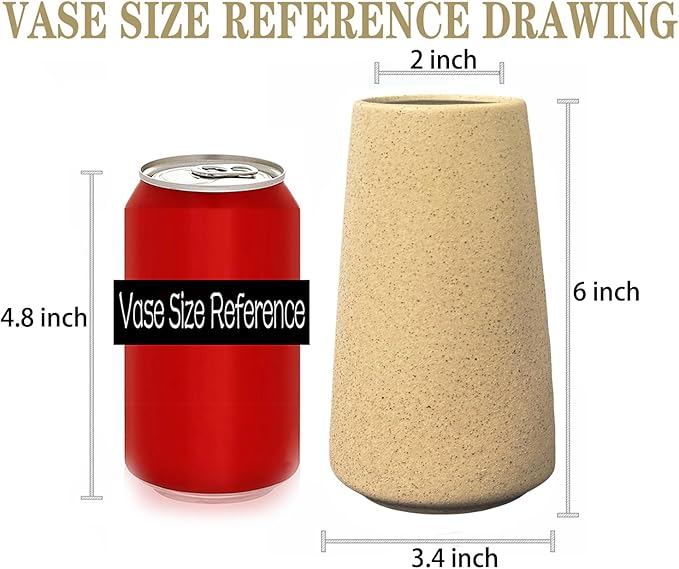 Simple Vase for Flowers Plants, Matte Vases for Modern Table Shelf Home Decor Wedding Boho Decor, 6" H Frosted Elegant Ceramic Vase for Pampas Grass Fluffy Stem Bouquet Lavender Flowers (Brown, 1)-VerdiqueGarden