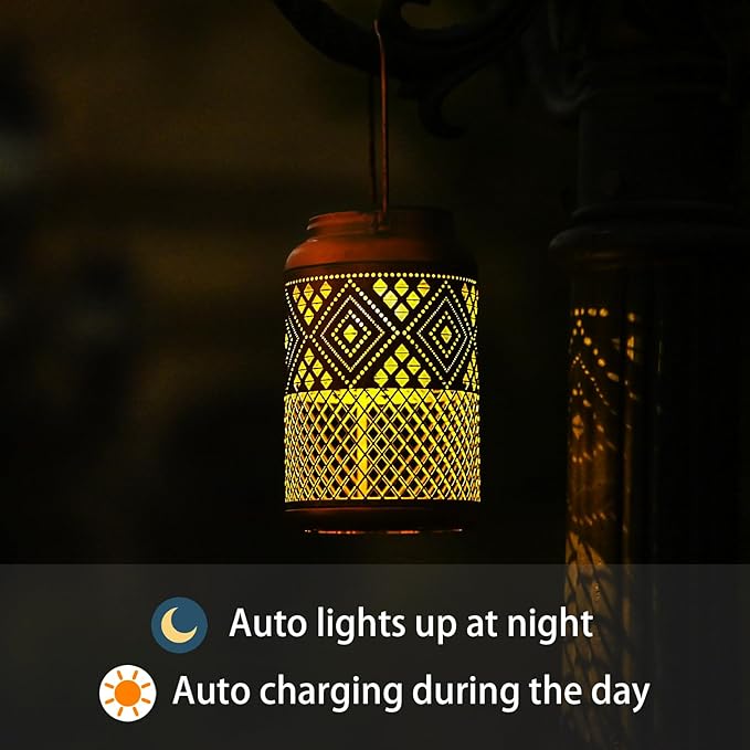 2 Pack Solar Lanterns Outdoor Waterproof - Birthday Gifts for Women, Men, Mom, Solar Lights Outdoor Hanging Garden Decor for Outside, Patio, Outdoor, Yard, Lawn, Balcony Modern-VerdiqueGarden
