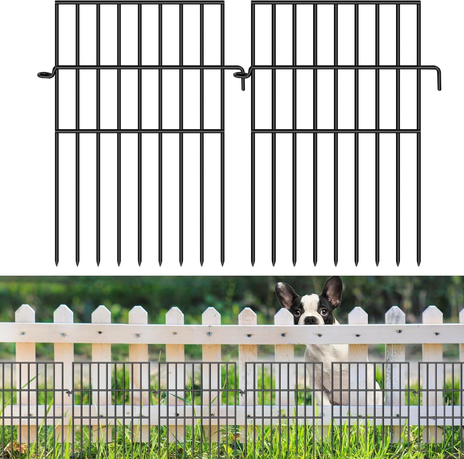 Animal Barrier Fence, 10 Panels No Dig Fences, 17in(H) X 10.8ft(L) Garden Fence Animal Barrier for Rabbits and Dog Under Fencing Barrier, Rustproof Metal Fences Border for Outdoor, Yard, Patio-VerdiqueGarden