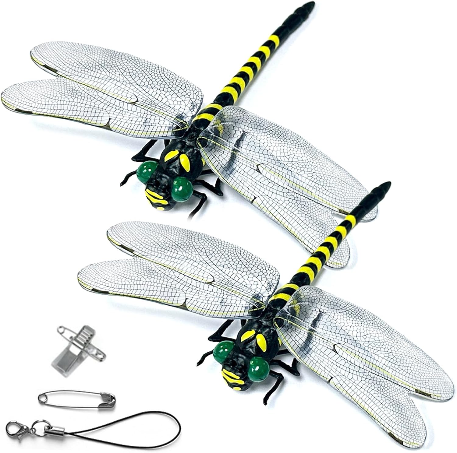 2 Pcs Dragon Fly Clips for Bugs Repellent, 3D Artificial Dragonfly Hat Clip, Dragonfly Garden Decor (Independent Dragon Fly 2 Pcs)-VerdiqueGarden