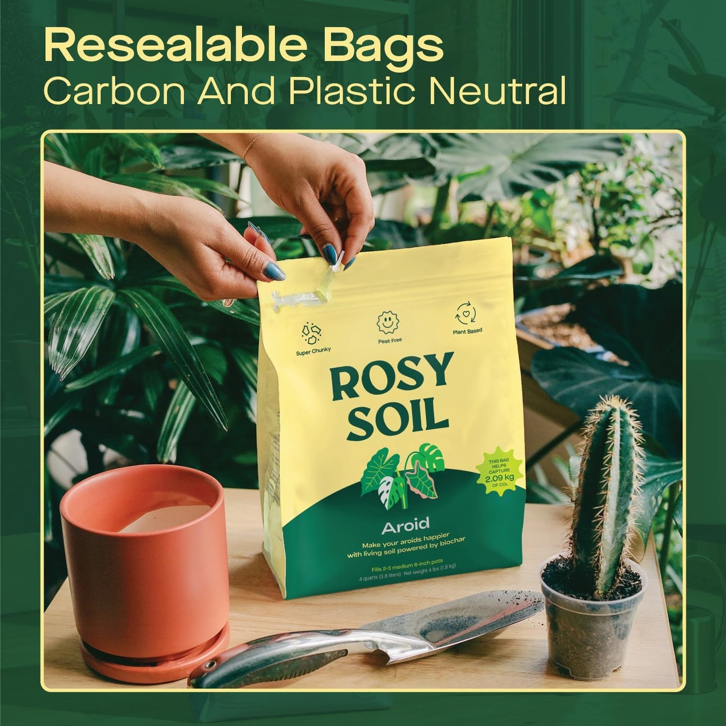 Rosy Soil Aroid Soil Potting Mix - Peat-Free, Microbially Active Biochar Powered Soil for Aroids - Superior Aeration & Drainage for Aroid Plants - Ideal for Indoor Gardening - 4 Quarts-VerdiqueGarden