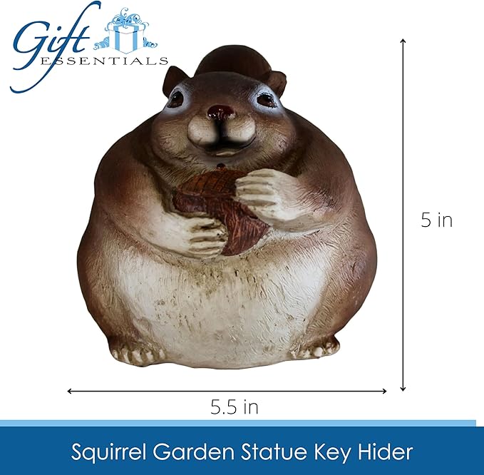 Stocky Squirrel Outdoor Hidden Key Hider and Decorative Patio, Lawn and Garden Statue-VerdiqueGarden