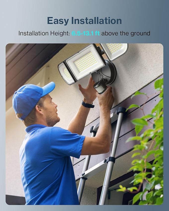 Olafus 180W Motion Sensor Outdoor Lights, 18000lm Dusk to Dawn LED Flood Lights Outdoor Wired, 6500K Daylight Motion Lights for Outside, IP65 Waterproof Exterior Security Light, Black-VerdiqueGarden