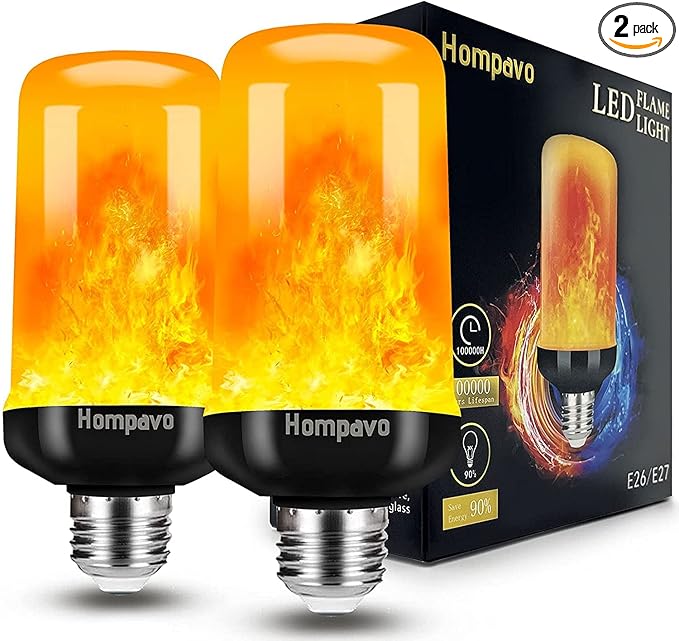 Hompavo 【Upgraded】 LED Flame Light Bulbs, 4 Modes Flickering Light Bulbs with Upside Down Effect, E26/E27 Flame Bulb for Halloween Christmas Party Patio Porch Home Indoor & Outdoor Decorations - 2-VerdiqueGarden