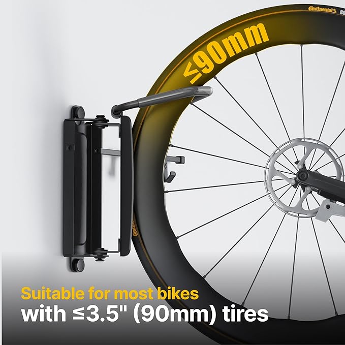 monTEK Swivel Bike Wall Mount, Bike Hangers for Garage, Bike Wall Mount with Two Extra Storage Hooks, Bike Hanger Wall Mount for Space Saving, Bike Rack Garage Holds Up to 77 lbs-VerdiqueGarden