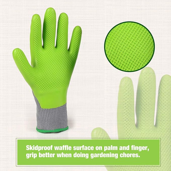 WORKPRO 6 Pairs Garden Gloves, Work Glove with Eco Latex Palm Coated, Gardening Glove, Working Gloves for Weeding, Digging, Raking, and Pruning (Large)-VerdiqueGarden