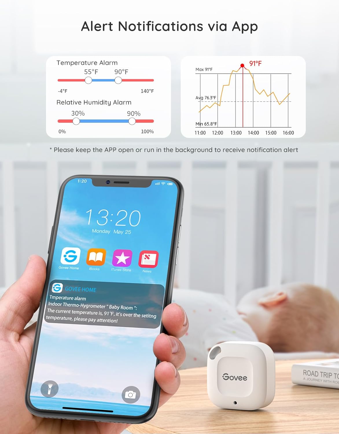 Govee Bluetooth Hygrometer Thermometer, Wireless Thermometer, Mini Humidity Sensor with Notification Alert, Data Storage and Export, 262 Feet Connecting Range, 3 Pack-VerdiqueGarden