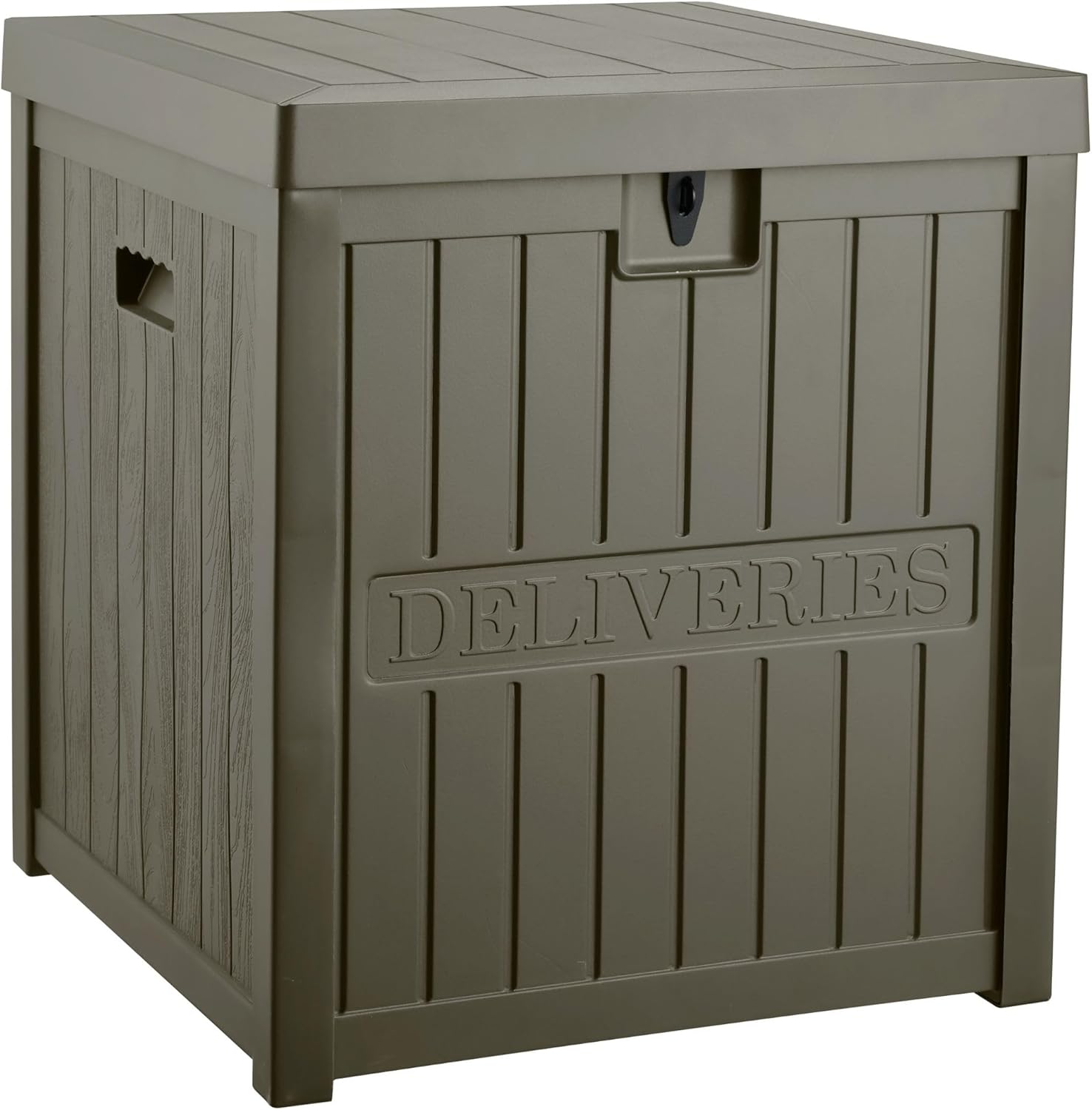 51 Gallon Resin Package Delivery Box for Outside, Lockable Secure Bin for Front Porch, Large Deck Boxes Outdoor Waterproof, Driver Snack Box, Olive-VerdiqueGarden