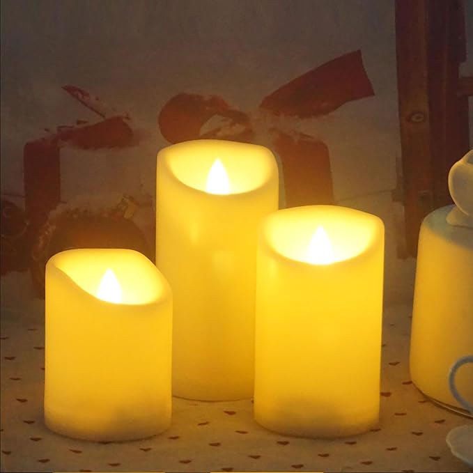 CANDLE CHOICE Waterproof Outdoor Battery Operated Flameless Candles with Auto Timer Flickering Plastic Resin Electric LED Pillar Lights for Lantern Patio Garden Wedding Party Decorations Pack of 4-VerdiqueGarden