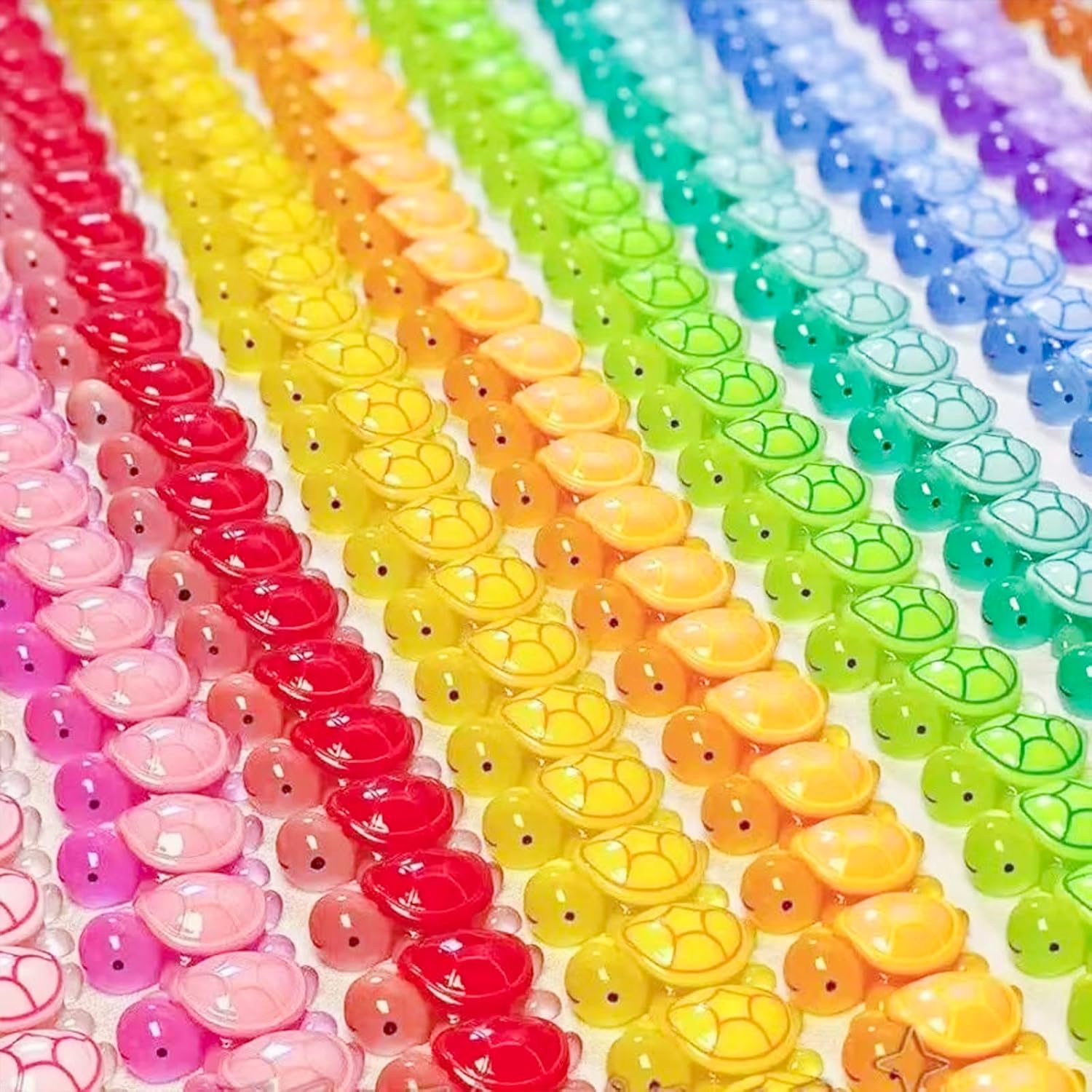 100 Pcs Small Glow in The Dark 3D Resin Turtles Miniature Garden Figurines,Accessories for Decorating DIY Dollhouse Fish Tank Fridge Wall Art, Safe, Durable, Non Fading 10 Colors-VerdiqueGarden